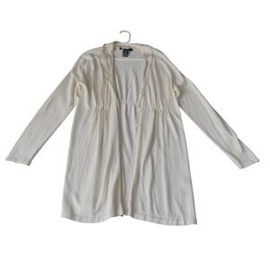 Ellen Tracy Ivory Bamboo Cashmere Blend‎ Button Front Cardigan Sweater Small